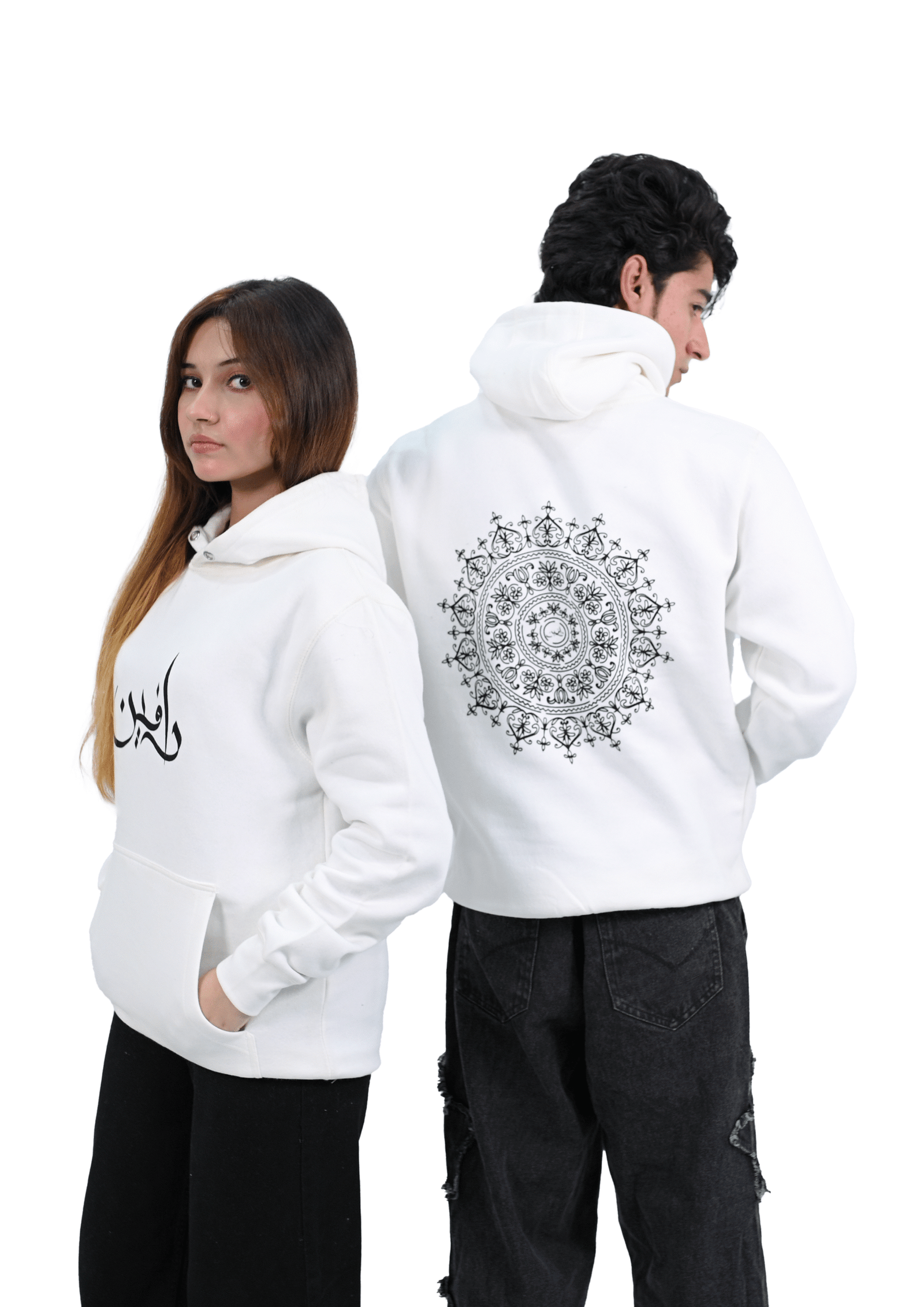 Premium Unisex Hoodie 300 GSM | 80% Cotton Combo White